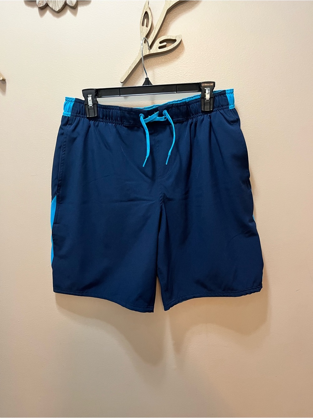 Nike Repel Mens Teal and Navy Blue Swim Trunks Size Large